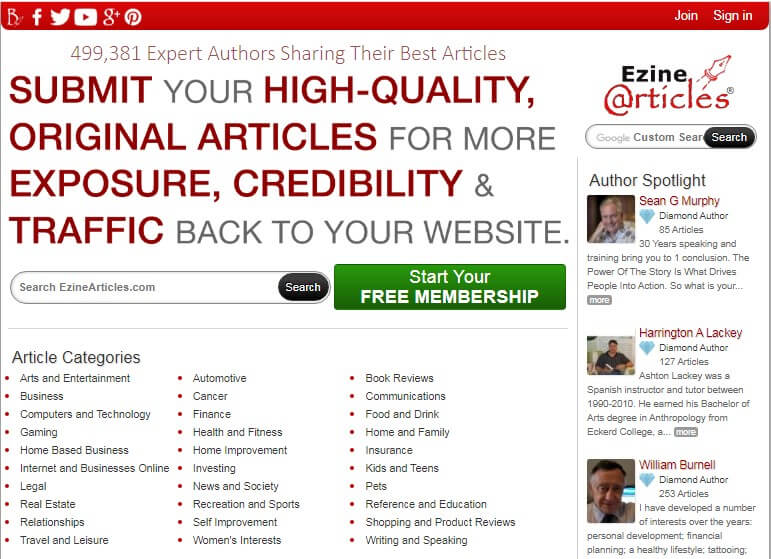 Ezine articles to get free traffic to websites