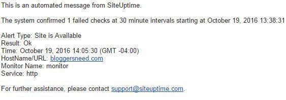 siteuptime uptime alert