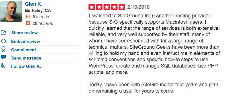 Glen's opinion about using siteground hosting