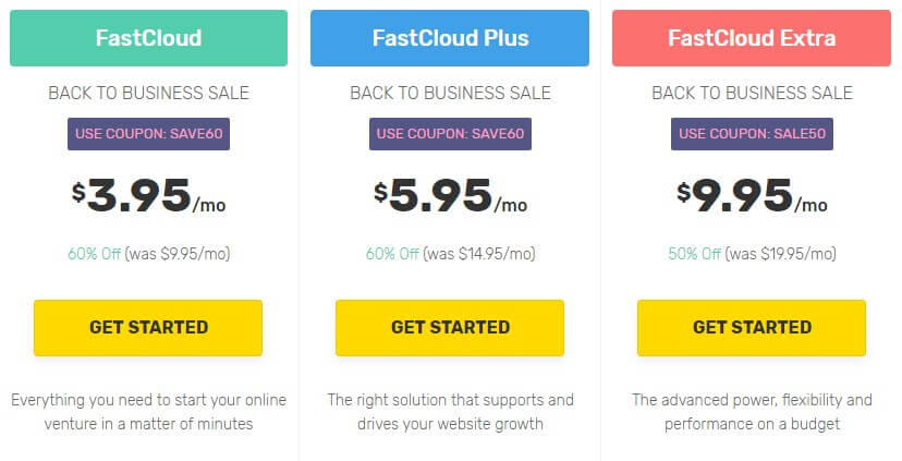 Fastcomet pricing - shared hosting  plans