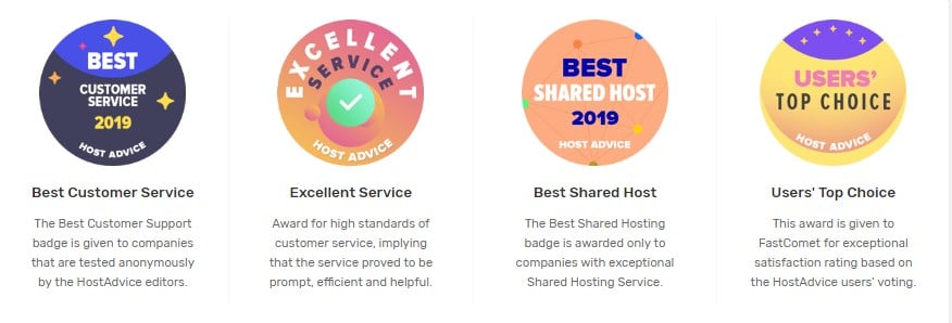 Fastcomet multiple awards from best reviewers