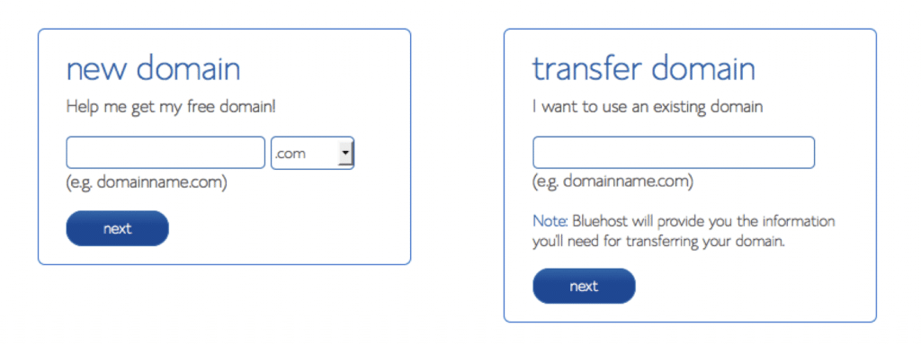 bluehost domain options
