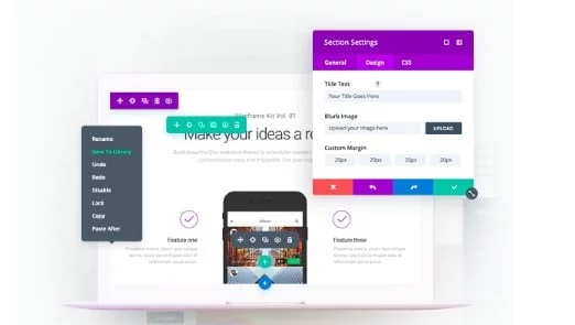 Divi visual site builder front end editor screenshot
