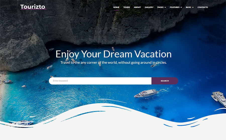 Tourizto for Best Travel Blog WordPress Themes.