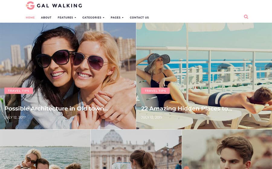 Gal walking theme for travel blogs