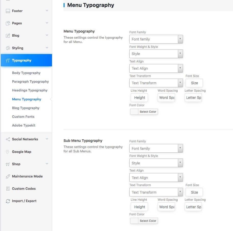 Language settings