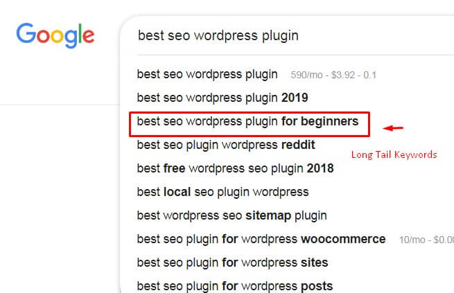 Long tail keywords examples