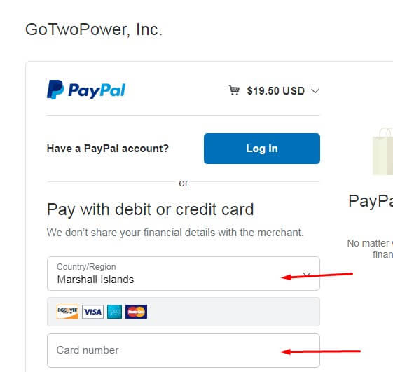 Paypal Payment page