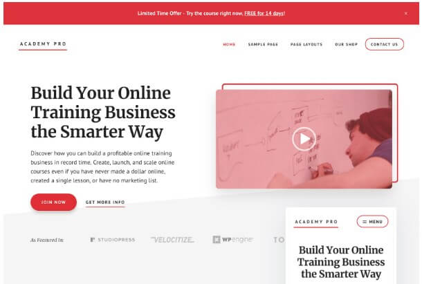 Academy Pro for Best WordPress Themes for Blogs