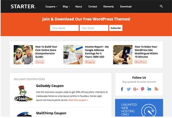 Starter pro for best wordpress themes for blogs