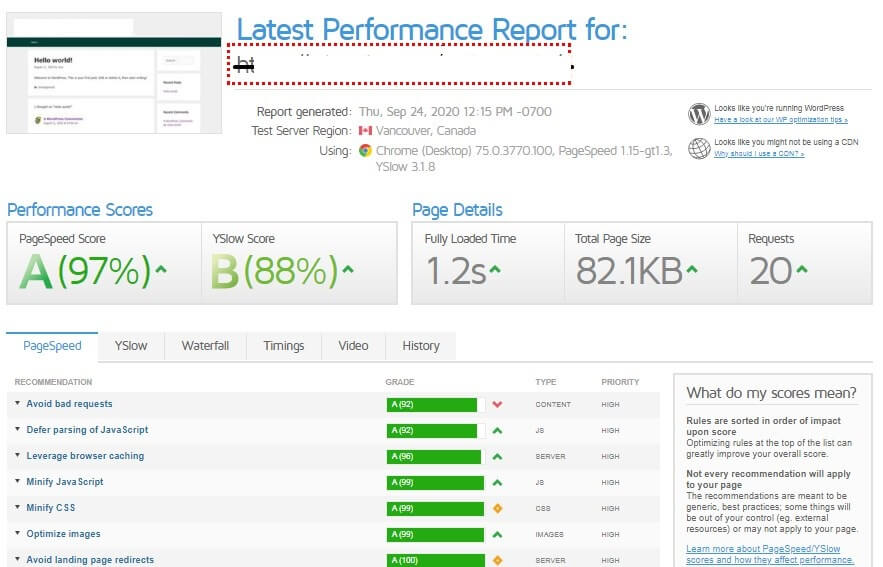 website speed test results hostarmada