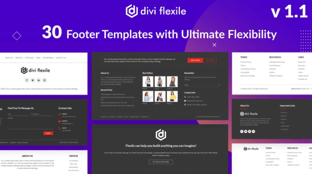 Divi flexile footers