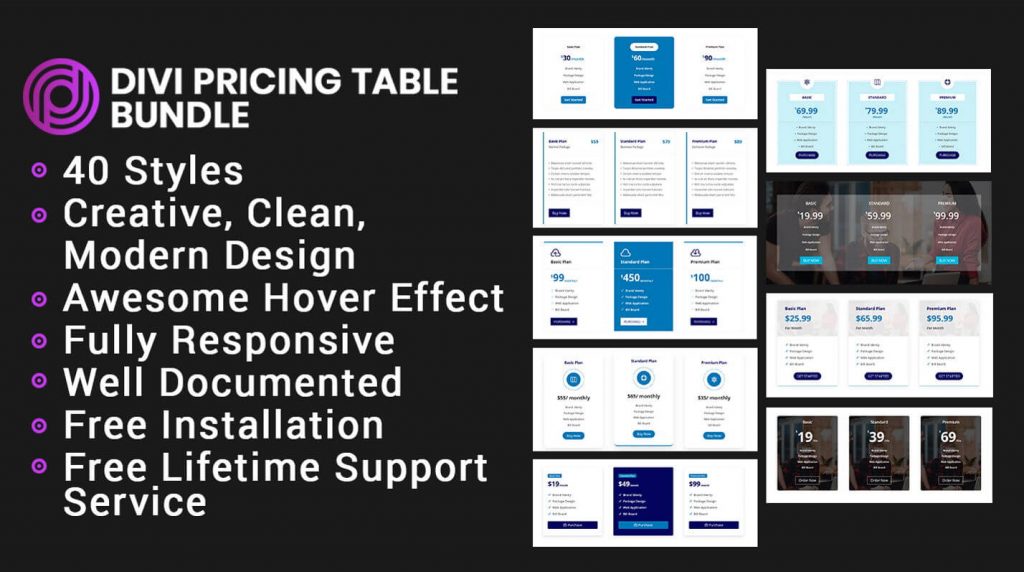 Divi pricing table bundle