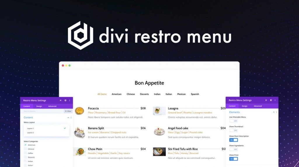 Divi restro menu