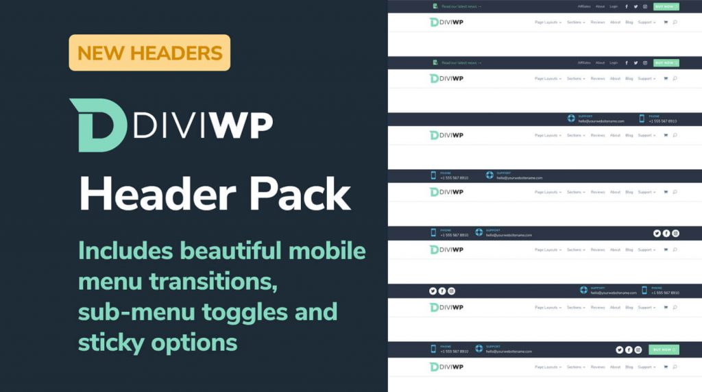 Diviwp header sections