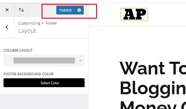 footer publish