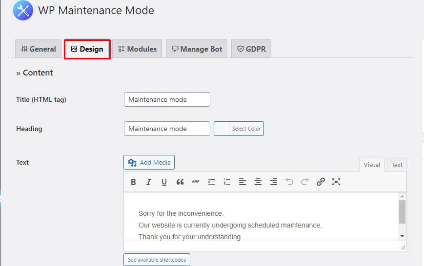 Wp maintanance mode - design