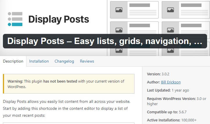 display posts plugin