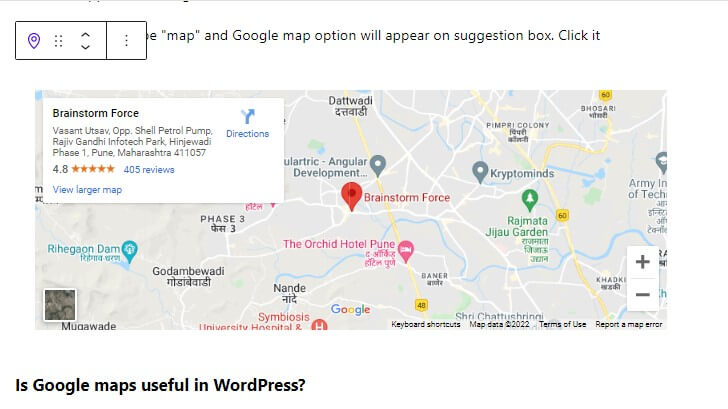 google map inside guternbeg post