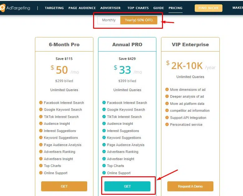 Adtargeting. Io yearly plan 50 percent off discount