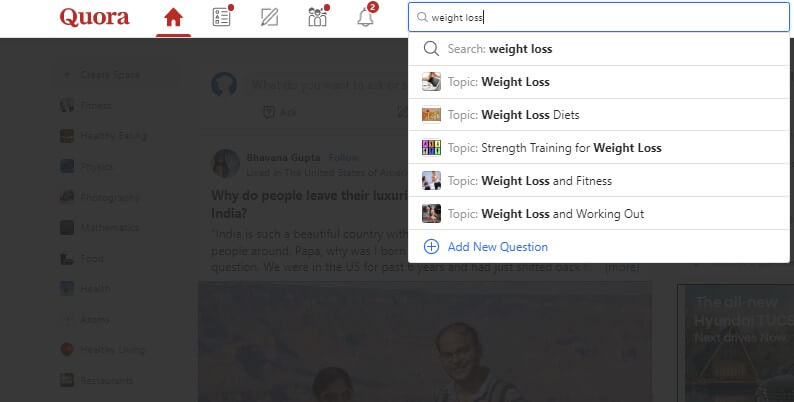 quora search box