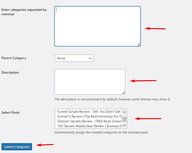 creating bulk categories