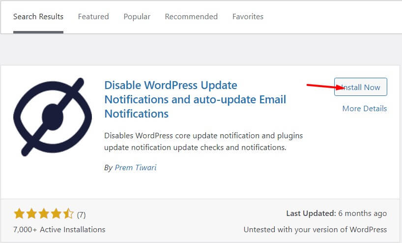 Disable wordpress update notifications