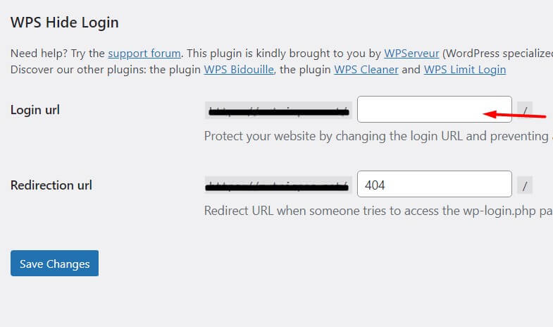 changing login URL on WPS Hide login plugin