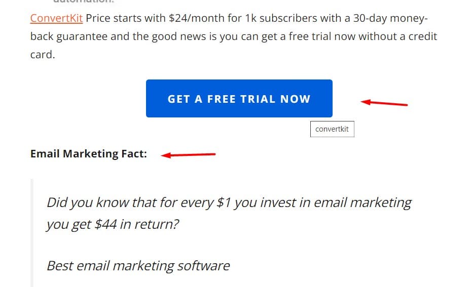 Free trial cta button