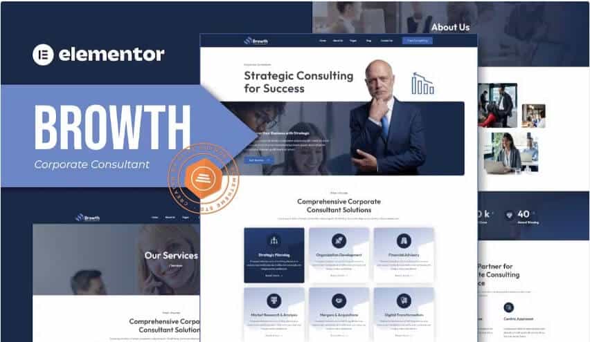 Browth - corporate consultant elementor template kit