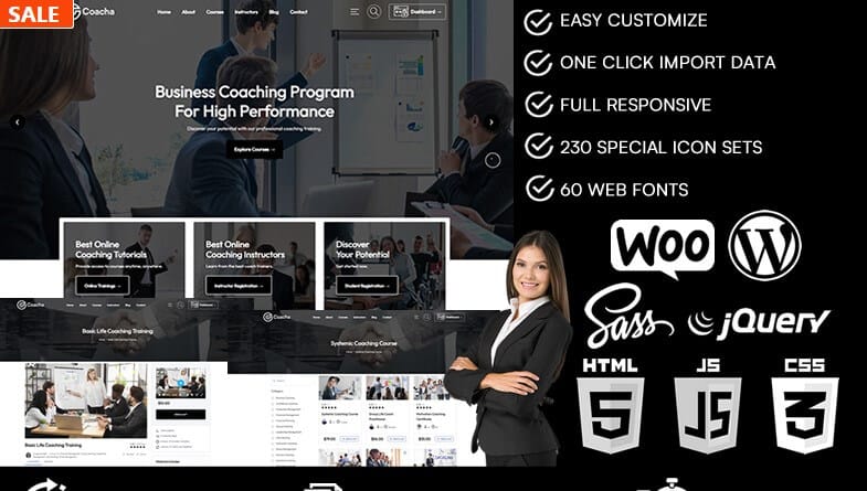 Coacha  Coaching Online Courses WooCommerce WordPress Theme