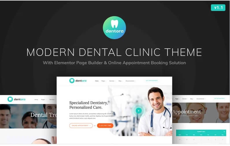 Dentora - dental clinic wordpress elementor theme