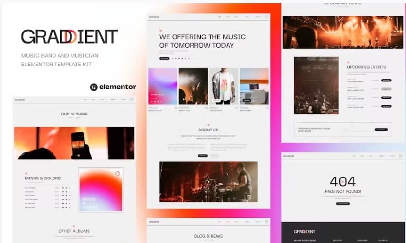 Graddient  musician band wordpress theme