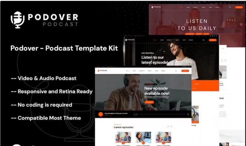 Podover kit podcast wordpress theme