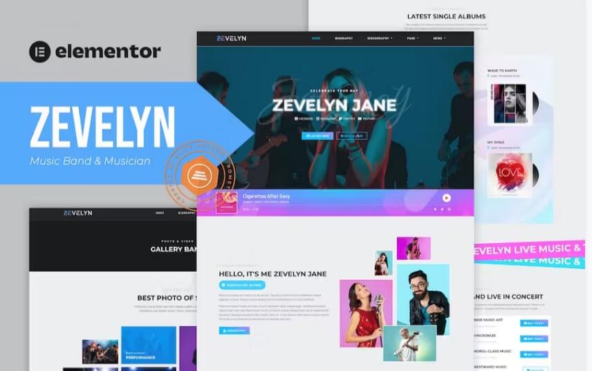 Zevelyn best wordpress theme for musician band