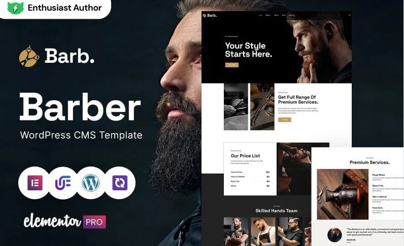 Barb - Barber Shop Modern WordPress Theme