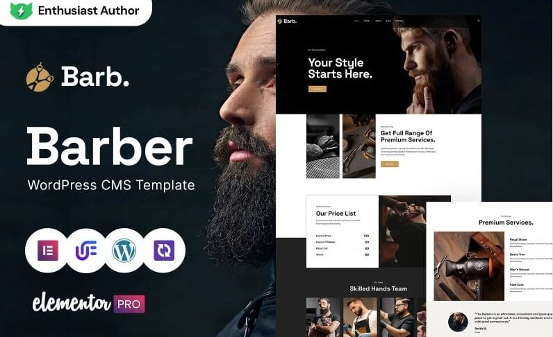 Barb - barber shop modern wordpress theme