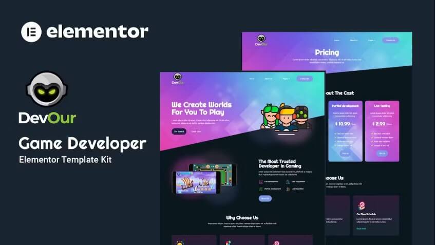 Devour - game developer elementor template kit