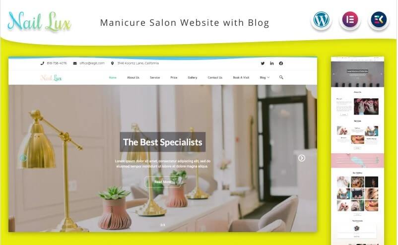 Nail lux - manicure salon website and blog wordpress theme