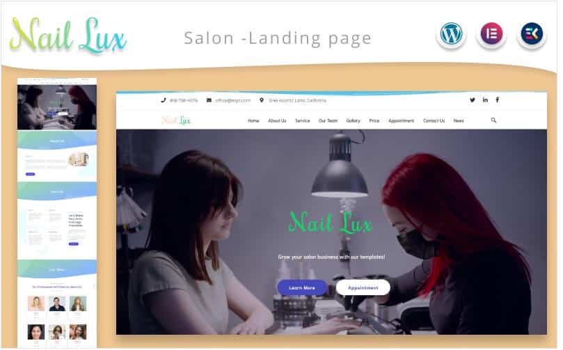 Nail lux - manicure salon landing page wordpress theme