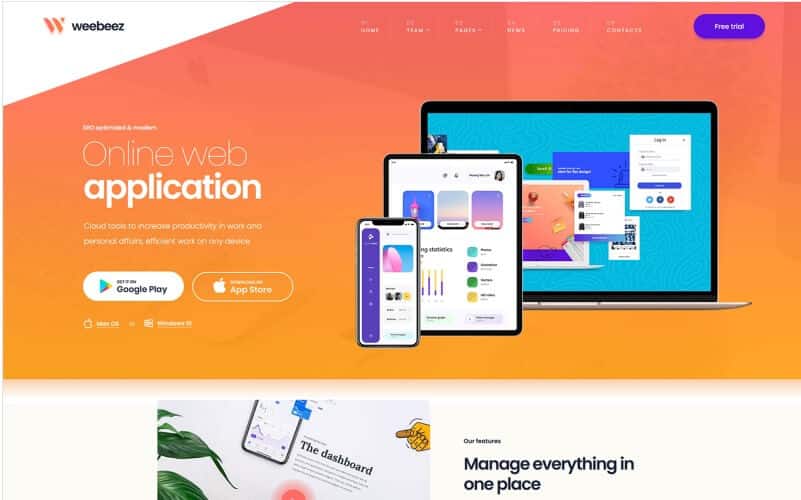 Weebeez - web application wordpress theme