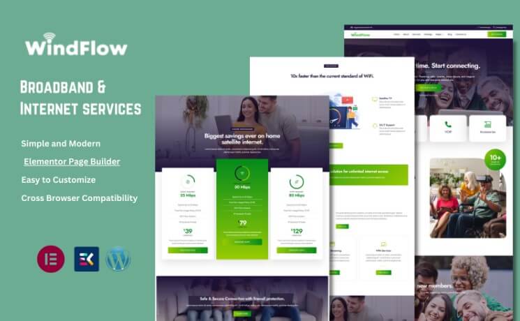 Windflow - broadband  internet services wordpress theme