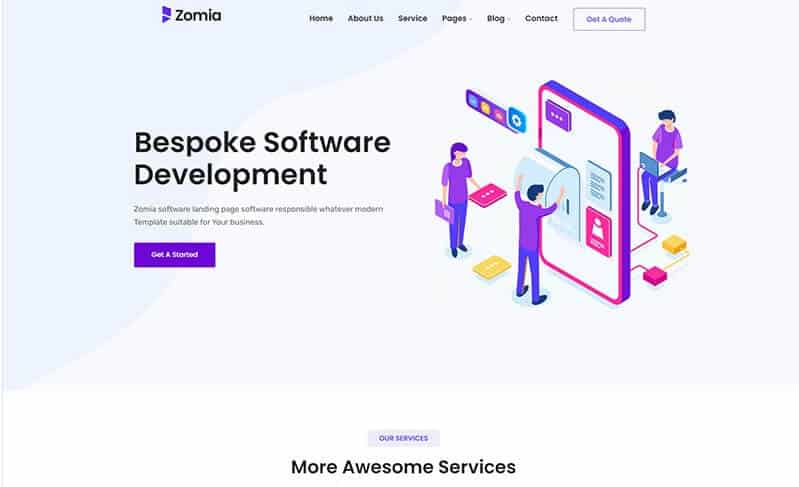 Zomia - software wordpress theme.