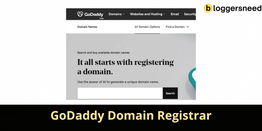 GoDaddy Domain Searching Page