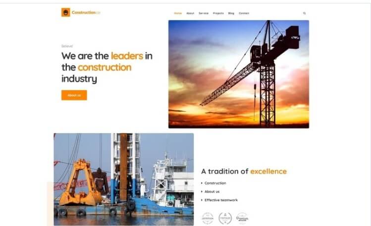 Construction business wordpress theme