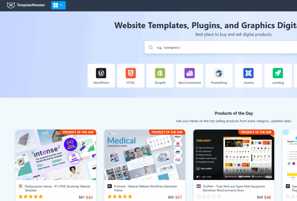Template monster wordpress theme dashboard interface