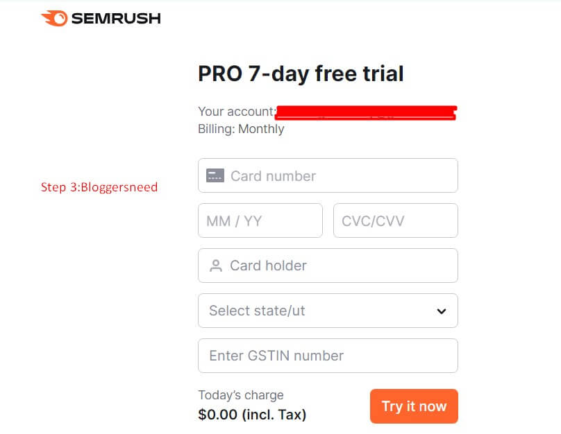 Billing semrush