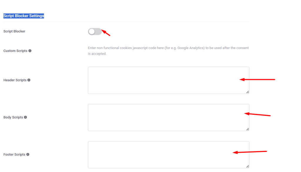 Script blocker settings