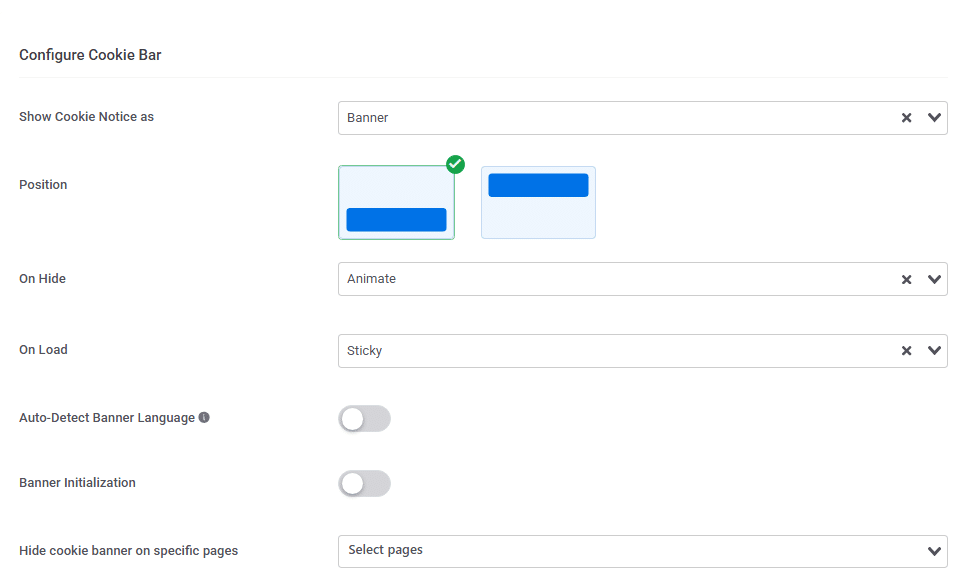 Wplp configure cookie bar