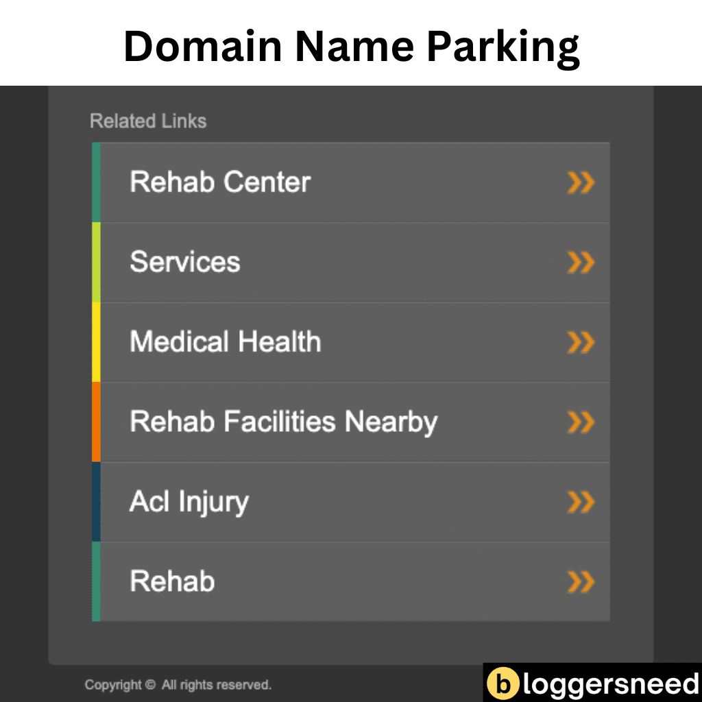 Example of Domain name parking